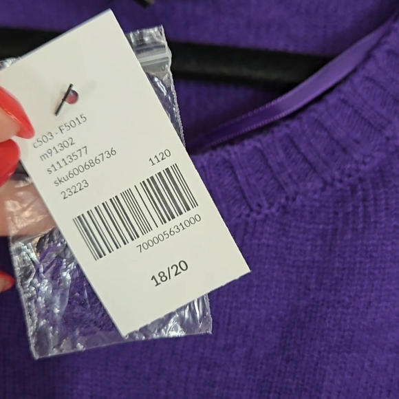 Lane Bryant Purple Pullover Knit Sweater Womens 18/20 Long Sleeves Jumper Tunic - Picture 7 of 7